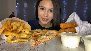 Asmr mukbangpizza mozzarella sticks amp fries🍕🍟 [upl. by Nagap527]