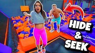 HIDE N SEEK AT A TRAMPOLINE PARK WINNER GETS 10000 [upl. by Elleivad]