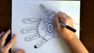 How to Draw a Henna Mehndi Hand Design Art Lesson Tutorial [upl. by Stinson]