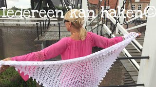 ❤️ ❤️ iedereenkanhaken Bruidssjaal crochet DIY haken beginners omslagdoek driehoeksjaal [upl. by Warfold]