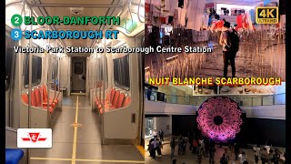 TTC POV Walk Victoria Park Station to Scarborough Centre Station Nuit Blanche 2022 Part 14【4K】 [upl. by Jehu]