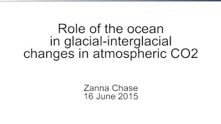 Role of the ocean in glacialinterglacial changes in atmospheric CO2 Zanna Chase [upl. by Leverett]