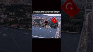 Estonian Slackliner Walks Across Bosphorus on a Rope – Asia to Europe 🌍 Bosphorus Redbull viral [upl. by Aikemal]