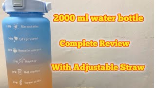 2000ml Water Bottle Complete Review With Adjustable Straw  Flipkart 2000ml bottle unboxing [upl. by Dduj]