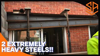 HOW TO  INSTALL 2 HUGE RSJ STEEL BEAMSEXTENSION BUILD PART 8 [upl. by Arytas674]