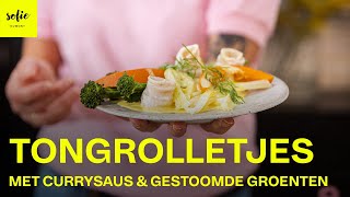 Heerlijke tongrolletjes met currysaus en gestoomde groenten  Sofie Dumont [upl. by Ynaffet]