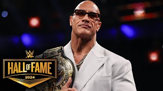 The Rock receives the Peoples Championship from Lonnie Ali 2024 WWE Hall of Fame highlights [upl. by Isbella]