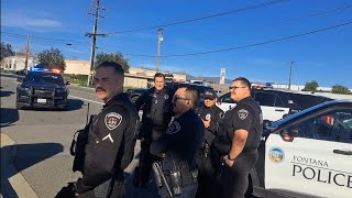 FONTANA POLICE OFFICERS BEING RESPECTFUL TO CAMERA PERSON [upl. by Anahc203]