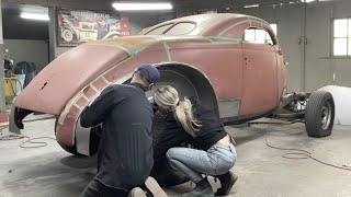 Welding on the custom wheel wells with Jolene and Jim [upl. by Kalagher]