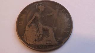 A 1917 Big Georgivs V One Penny Coin [upl. by Trellas]