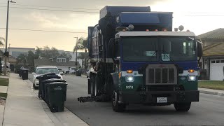 City of Ontario garbage truck 9170 collecting Green Waste on a cold Friday morning [upl. by Olympe]