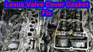 Lexus GS300 GS350 IS350 IS250 Valve Cover Gasket Replacement [upl. by Eilsehc]