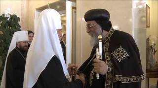 Orthodox Patriarch of Moscow receives Coptic Pope [upl. by Atinihs164]