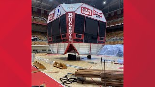 Scoreboard removed from Ohio States St John Arena [upl. by Fagen]