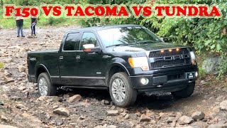 F150 vs Tundra vs Tacoma 4x4 OffRoad MUD ROCK Hill Climb  3 of 4 Do Not Make It [upl. by Jehoash30]