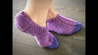 Easy knit slippers pattern tutorial [upl. by Kannry779]