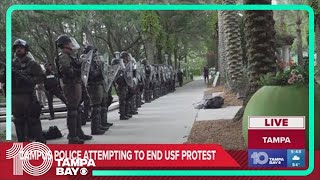 Tear gas deployed at USF as proPalestinian protesters clash with law enforcement [upl. by Oliva197]