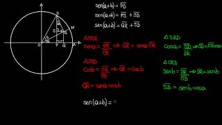 Trigonometria Dedução do seno cosseno e tangente da soma e da diferença de dois arcos [upl. by Schechinger749]