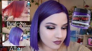 Dying my hair purple using ultra violet from manic panic from orange hair to purple [upl. by Traver]