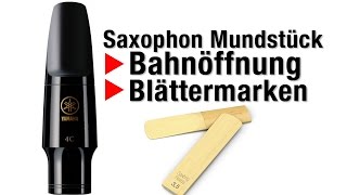 Saxophon Mundstück Bahnöffnung und Blätter Reeds  Saxophon lernen [upl. by Nnov]