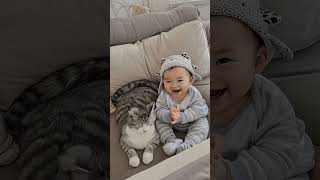 Baby and Cats Adorable Smiles Melt Hearts 😻👶 CuteBonding catshorts adorablecats catsofyoutube [upl. by Yornoc]