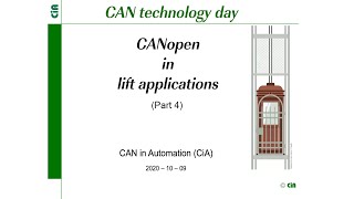 CANopen application profile CiA 417  CANopen Lift technology day 2020 [upl. by Dickie]