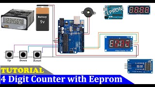 How to make 4 Digit Counter with 7 Segment Display Module TM1637  TM1637 based Counter with Eeprom [upl. by Onig]