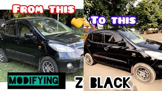 Modifying My New Car To Z Black 🖤  Full Process  Asansol  Kolkata  Cars  I 10 [upl. by Vinni]