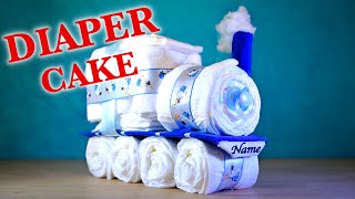 BABY SHOWER IDEA  DIY Train Diaper Cake  DIY Baby Shower on a Budget [upl. by Sarid153]