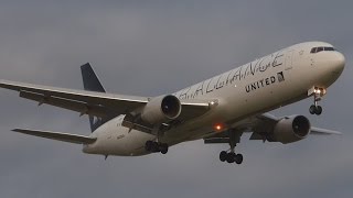 FullHD Star Alliance 2 United Boeing 767300 landing at GenevaGVALSGG [upl. by Russon]