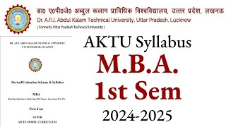 aktu mba 1st semester syllabus  aktu mba syllabus 2024  aktu mba  aktu mba syllabus 202425 [upl. by Aniala]