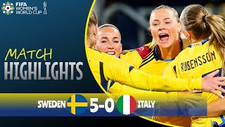 Sverige vs Italien 50  Mål och Höjdpunkter  VM Fotboll Damer 2023 [upl. by Ttreve75]