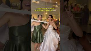 Transformei o vestido da noiva em um modelo curto 👰🏻‍♀️🥂Tutorial customizacao casamento [upl. by Ennovahs]