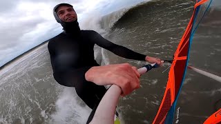 Windsurfing Storm Ciaran  Down the line with 50 knots [upl. by Airitac]