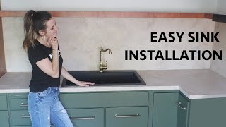 Install Kitchen Sink and Drain Plumbing  Top Mount Dropin Sink Installation [upl. by Avihs]