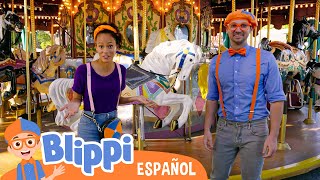 Blippi y Meekah en el parque de diversiones  Blippi Español  Videos educativos para niños [upl. by Anma496]