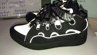 LANVIN Curb Suede Trim Sneakers Black Grey 3M Review from Topkickss [upl. by Aleirbag]