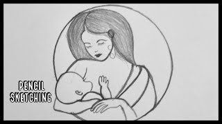 Drawing For World Breastfeeding Week  World Breastfeeding Week Drawing  Pencil Drawing [upl. by Ogirdor]