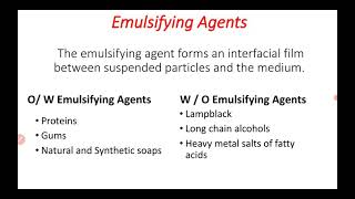 Emulsifying agents OW and WO examples and previous questions [upl. by Campball]