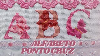 ALFABETO COMPLETO ponto CRUZ GRÃFICOS DE MONOGRAMAS para bordar na toalhaLETRAS em ponto cruz [upl. by Htennaj]