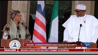 News10 Buhari JohnsonSirleaf Hold Talks On Security 051216 Pt 1 [upl. by Yelkrab]