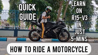 How To Ride a Bike in Hindi  Demo on Yamaha R15 V3 [upl. by Etnaled854]