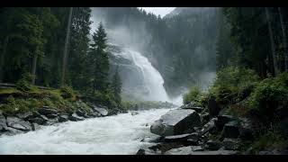 Calming Powerful Mountain Waterfall and River Relaxing Nature Sounds 10 Hours 4K White Noise [upl. by Erina]