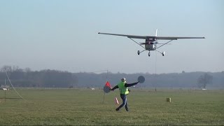 Close up banner pick up PHMDF Cessna 172 at Teuge Airport [upl. by Anuat245]