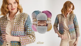 Alize Angora Gold Batik ile Tığ İşi Baharlık Hırka [upl. by Dorian310]