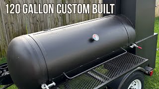 Custom Built Offset Smoker  120 Gallon Reverse Flow Smoker [upl. by Gerard219]