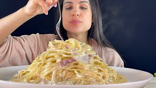 CREAMY BACON SPAGHETTI  ASMR  MUKBANG  EATING SOUNDS [upl. by Titania]