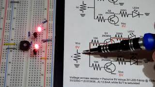 Transistor circuit 5 Trimpot voltage divider controlled NPN 2N3904 PNP BJT 2N3906 DIY electronics [upl. by Ametaf145]