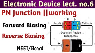 Working of PNjunction Diodeforward Biasing Reverse Biasinglectno612th [upl. by Enalb]