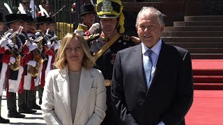 In Argentina Italys Meloni takes part in ceremony honoring General Jose de San Martin  AFP [upl. by Eelimaj738]